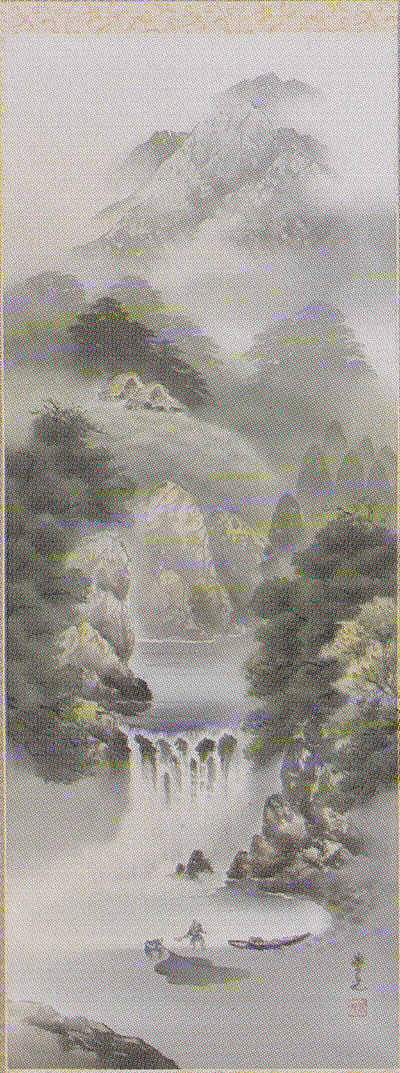 掛け軸 彩色山水 西脇紫光 尺五立 【通販】