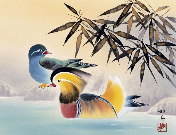 額 鴛鴦  美原如舟 拡大