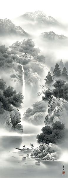 掛け軸 蒼山水明 北山歩生 拡大