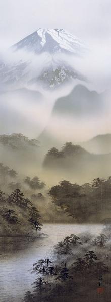 掛け軸富士閑景 稲葉苑舟 拡大