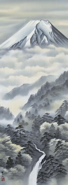 ♥掛け軸　伊豆原麻谷　富士山 　ジャンク　風景　骨董　古玩 ♥値下げ！ 日本画 山水画 掛軸【恵泉】掛け軸 骨董 古玩 - メルカリ
