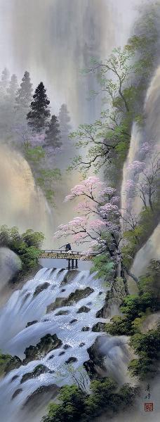 掛け軸 桜花爛漫 小林秀峰 拡大