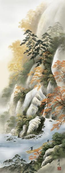 掛け軸 紅葉山景 小林秀峰 拡大