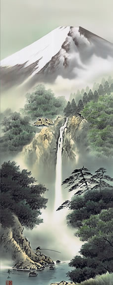 掛け軸 富士龍爆 鈴村秀山 尺五