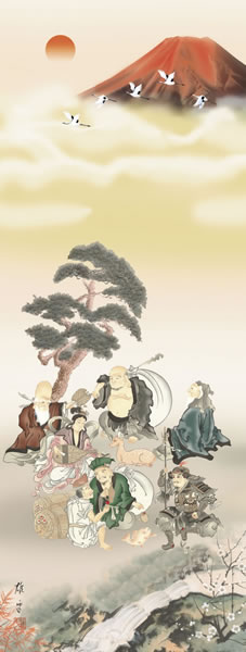 七福神万笑之図  鵜飼雄平 拡大