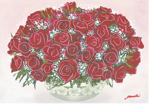 情熱の赤いブーケ拡大