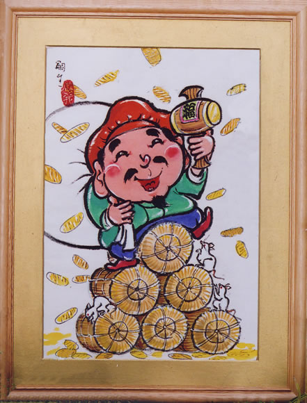 七福神・大黒天・俵の上/額/ 堀内嗣生 （中）