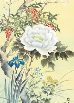 掛け軸 四季花 1 拡大