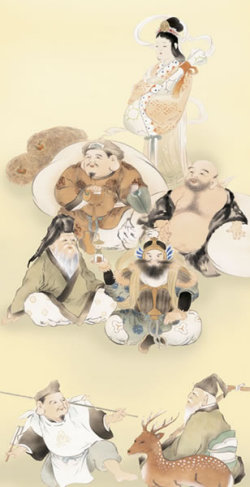 掛け軸 七福神 拡大