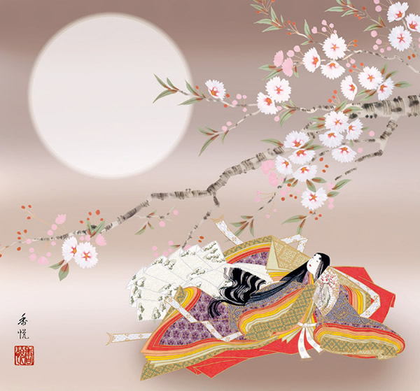 誕生祝いに！　掛軸 紫式部 稲垣瑞波 【尺五立・標準サイズ】54✕184㌢ 掛軸 (掛け軸) 紫式部 稲垣瑞波 尺五立 約横54.5cm×縦190cm